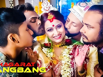 Desi Aunty gets her very first gang sex with 4 Husbands in Suhagarat ( Full Video)