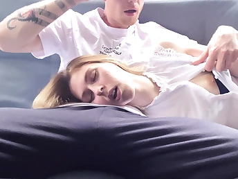 Step-mom's facehole filled with cum by naughty stepson