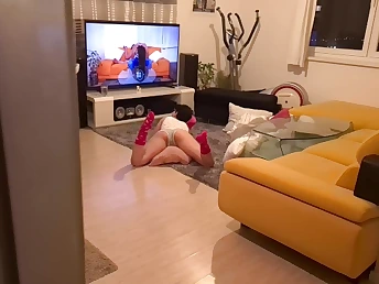 Insatiable step-sister caught eyeing porn, got him cum in her gullet