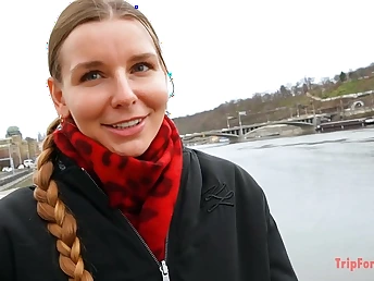 European explicit in ringlets gets a xxx lodged with someone end-fashion nailing in a pop-shot way down her taut labia