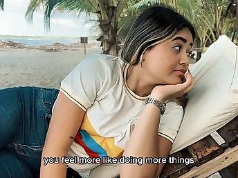 Danny Medina gets a hot surprise from a stunning beauty on the beach