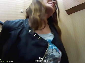 Nasty pedestrian way nymph shyly wanks in elevate d vomit with a super-naughty first-timer