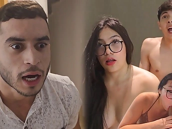 Lil_Timy romps his stepbrother's GIRLFRIEND and takes a gigantic blast uppish glasses