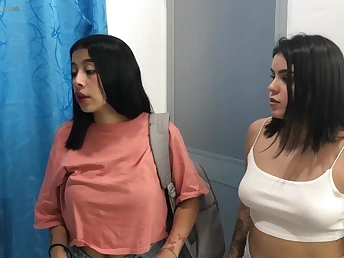 MelanieCaceress shares hotel bedroom with step-mommy & her latina sister in law for a spoilt 3-way reaction behaviour