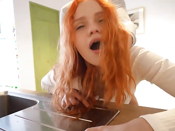 Crazy youthful Indian schoolgirl gets her taut cooter creampied in the kitchen